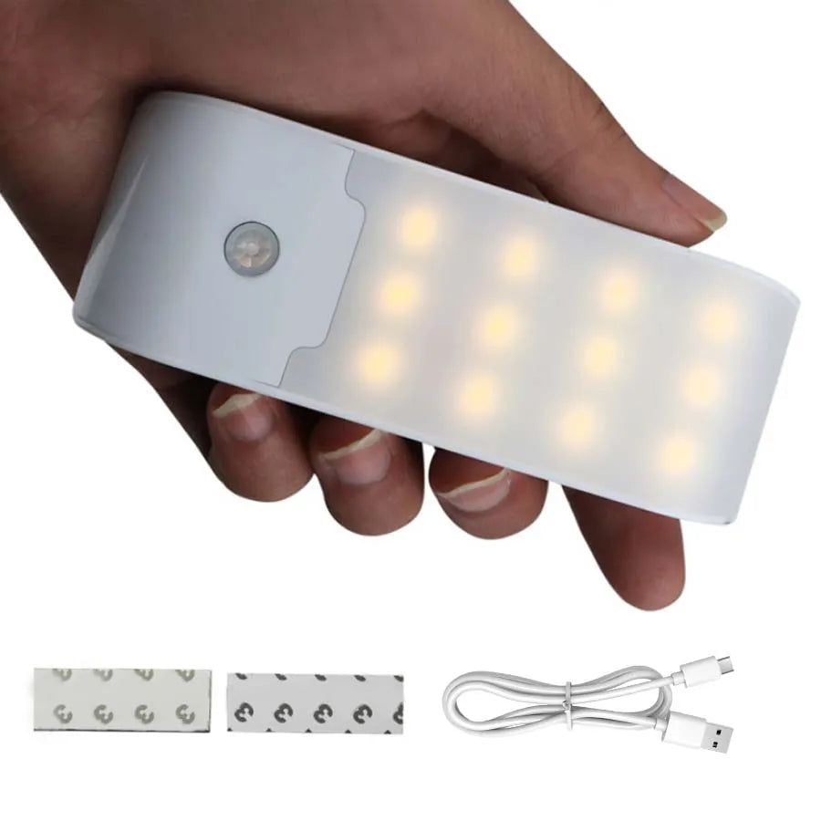 12LED Night Light Motion Sensor Rechargeable USB LED Lamp for Corridor Bathroom Closet Kitchen Under Cabinet High Brightness