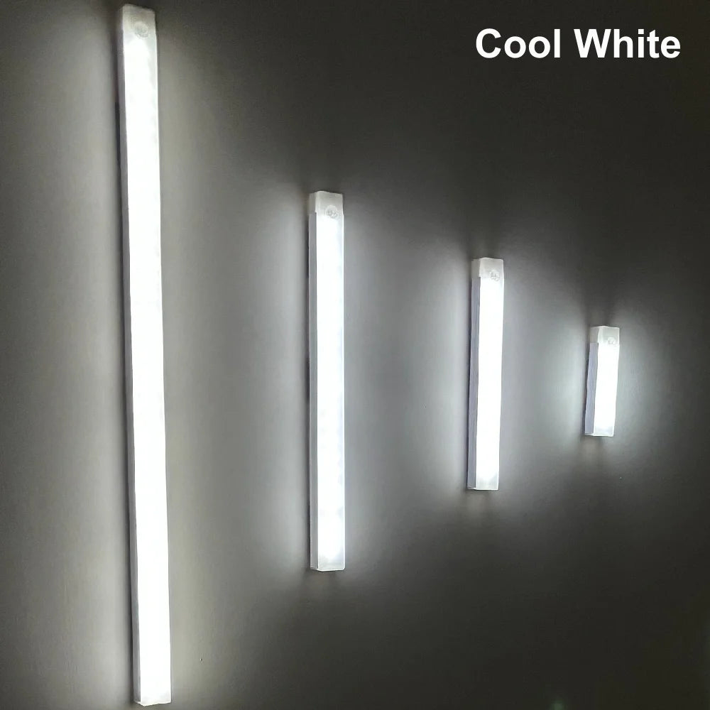 LED Motion Sensor Bar Light Wireless Induction Night Light USB Rechargeable Detector Lamp for Kitchen Cabinet Wardrobe Bedroom