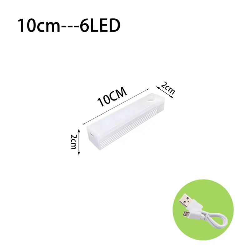 LED Motion Sensor Light Wireless LED Night Light Type-C Rechargeable Light Cabinet Wardrobe Lamp Staircase Backlight For Kitchen