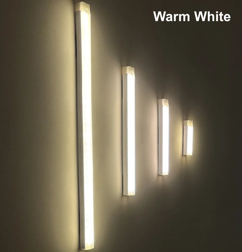 LED Motion Sensor Bar Light Wireless Induction Night Light USB Rechargeable Detector Lamp for Kitchen Cabinet Wardrobe Bedroom
