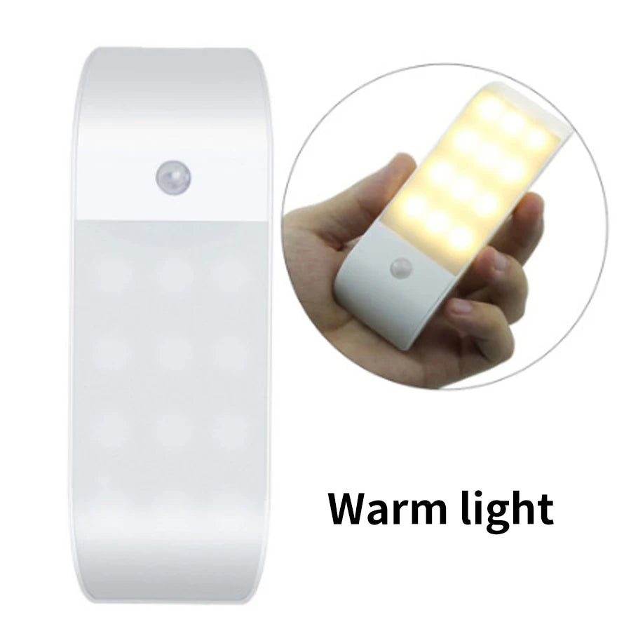 12LED Night Light Motion Sensor Rechargeable USB LED Lamp for Corridor Bathroom Closet Kitchen Under Cabinet High Brightness