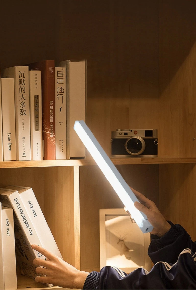 LED Motion Sensor Bar Light Wireless Induction Night Light USB Rechargeable Detector Lamp for Kitchen Cabinet Wardrobe Bedroom