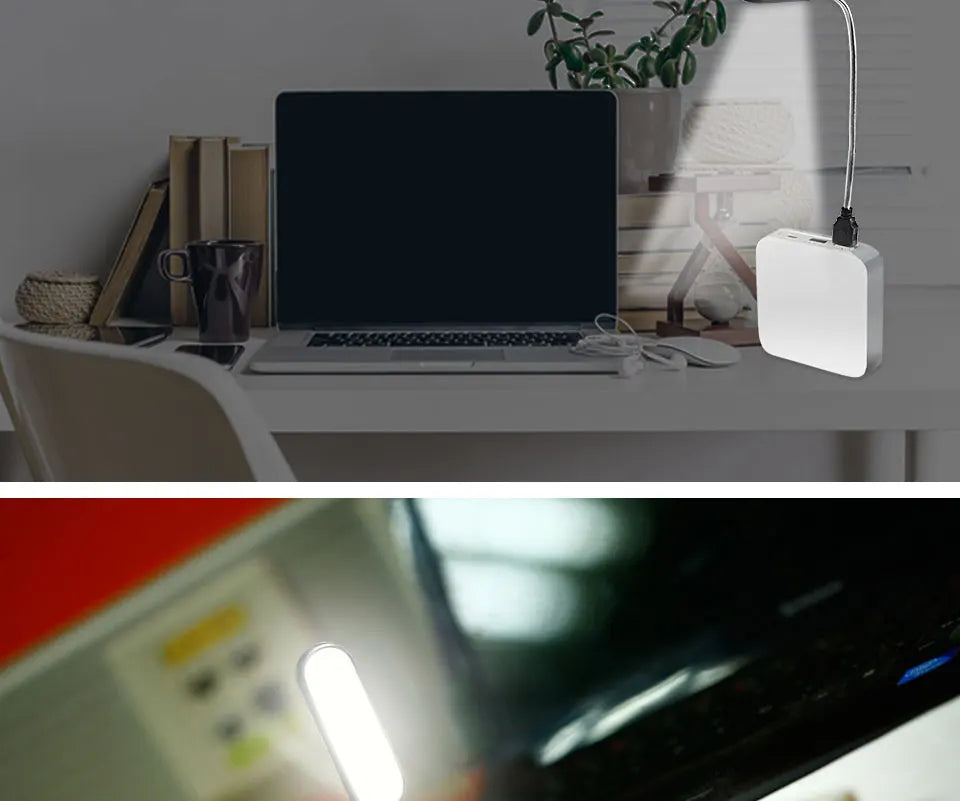 HOMEFISH 1PC Mini USB LED Light Book Light Flexible Reading Lamp Portable Night Light For Power Bank Laptop Notebook PC Computer