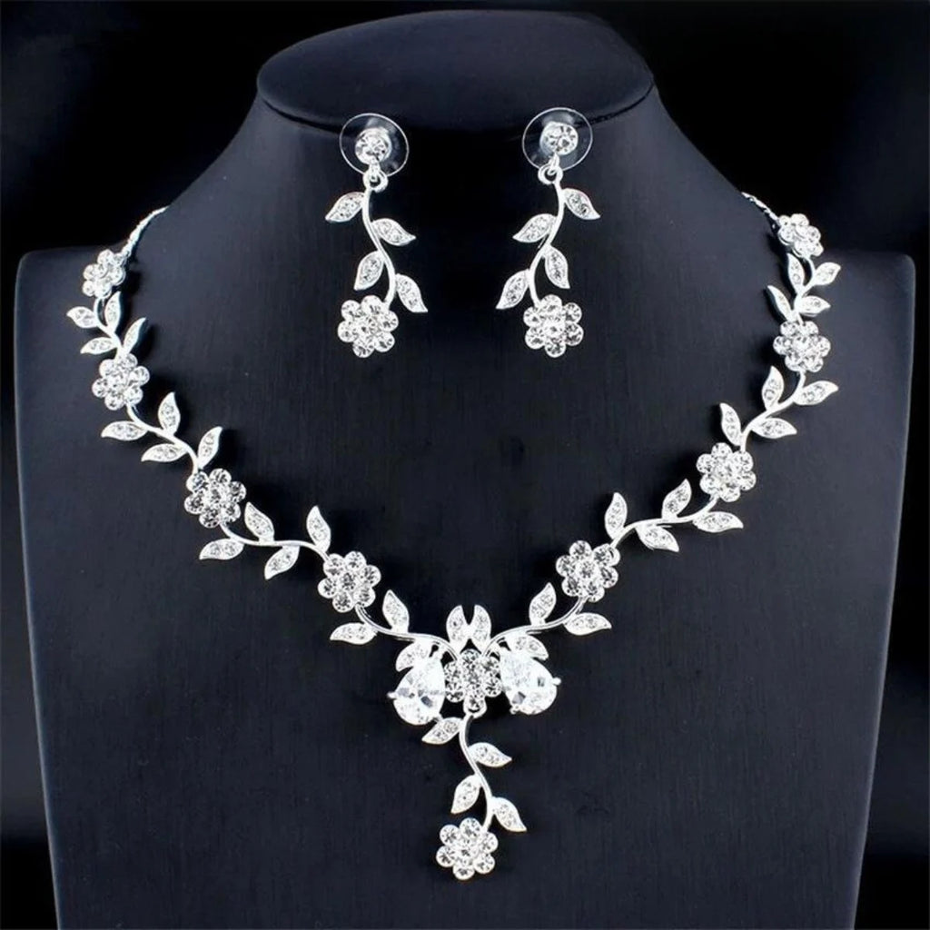 1 Set Of Fashionable Copper Inlaid Claw Chain Necklace, Earrings, Jewelry Set, Women's Wedding Banquet Party Daily Necessities