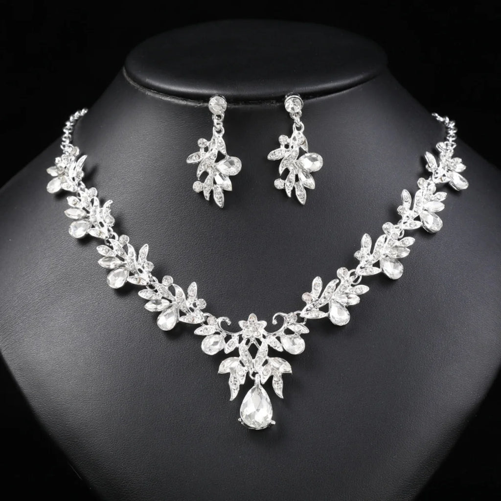 1 Set Of Fashionable Copper Inlaid Claw Chain Necklace, Earrings, Jewelry Set, Women's Wedding Banquet Party Daily Necessities