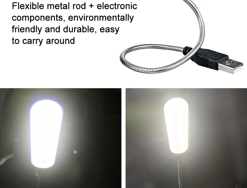 HOMEFISH 1PC Mini USB LED Light Book Light Flexible Reading Lamp Portable Night Light For Power Bank Laptop Notebook PC Computer